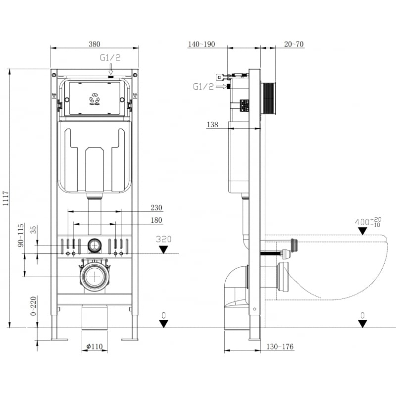 Mexen Fenix W estrutura embutida para sanita - 60105