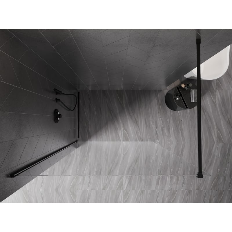 Mexen Kioto-X dušisein Walk-in 140 x 200 cm, läbipaistev 10 mm, must - 800-140-101-70-00-X