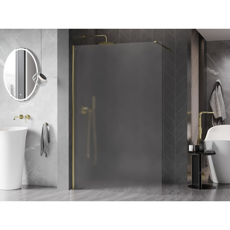 Mexen Kioto-X Panel de Ducha Walk-in 50 x 200 cm, escarchado 10 mm, dorado - 800-050-101-50-30-X