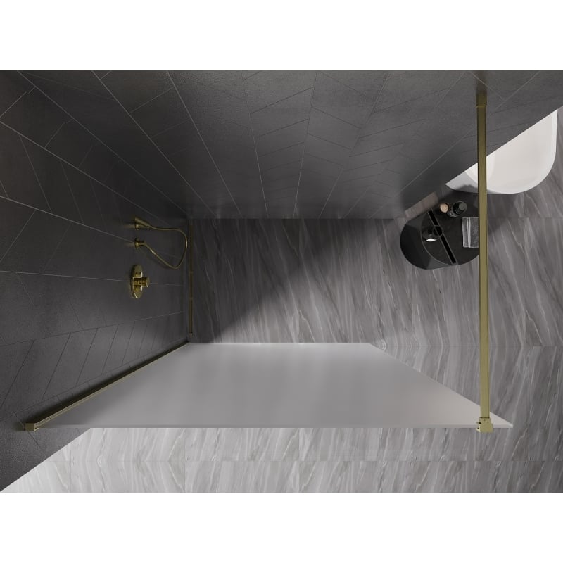 Mexen Kioto-X Duschwand Walk-in 60 x 200 cm, mattiert 10 mm, gold gebürstet - 800-060-101-55-30-X
