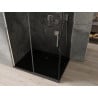 Mexen Omega Duschkabine Schiebetür 120 x 80 cm, Graphit, Chrom + Duschwanne Flat, Schwarz - 825-120-080-01-40-4070