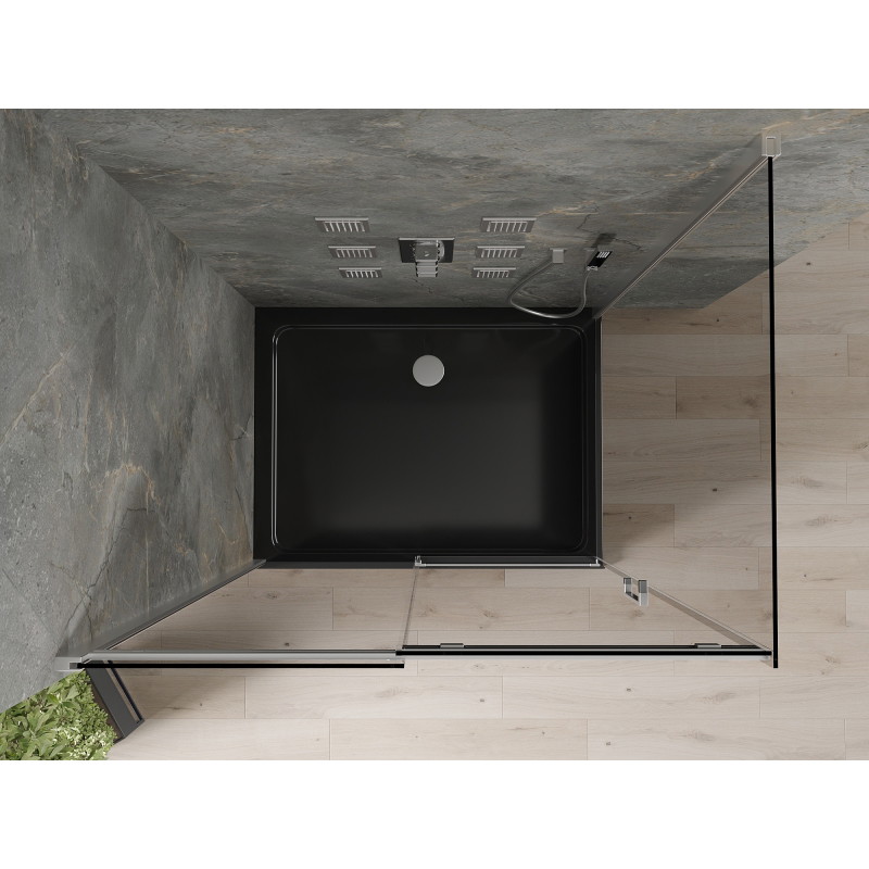 Mexen Omega liugustega dušinurk 120 x 80 cm, grafiit, kroom + Flat alus, must - 825-120-080-01-40-4070