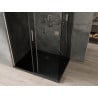 Mexen Omega Duschkabine Schiebetür 120 x 80 cm, Graphit, Chrom + Duschwanne Flat, Schwarz - 825-120-080-01-40-4070