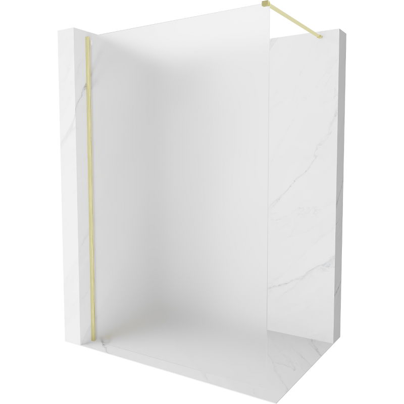 Mexen Kioto-X Duschwand Walk-in 140 x 200 cm, Mattglas 10 mm, Gebürstetes Gold - 800-140-101-55-30-X
