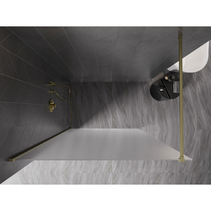 Mexen Kioto-X Duschwand Walk-in 140 x 200 cm, Frost 10 mm, Gold gebürstet - 800-140-101-55-30-X