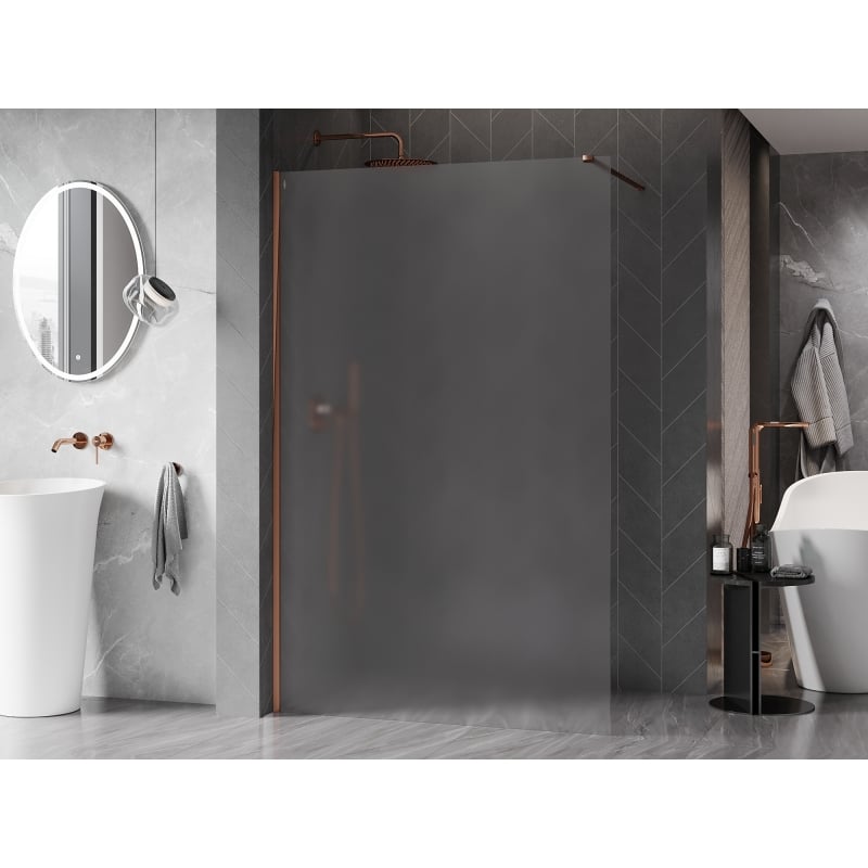 Mexen Kioto-X ścianka prysznicowa Walk-in 70 x 200 cm, szron 10 mm, różowe złoto - 800-070-101-60-30-X