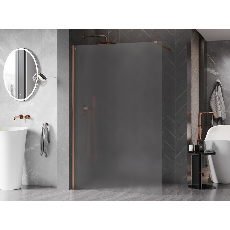 Mexen Kioto-X dušisein Walk-in 160 x 200 cm, härmatatud klaas 10 mm, harjatud vask - 800-160-101-65-30-X