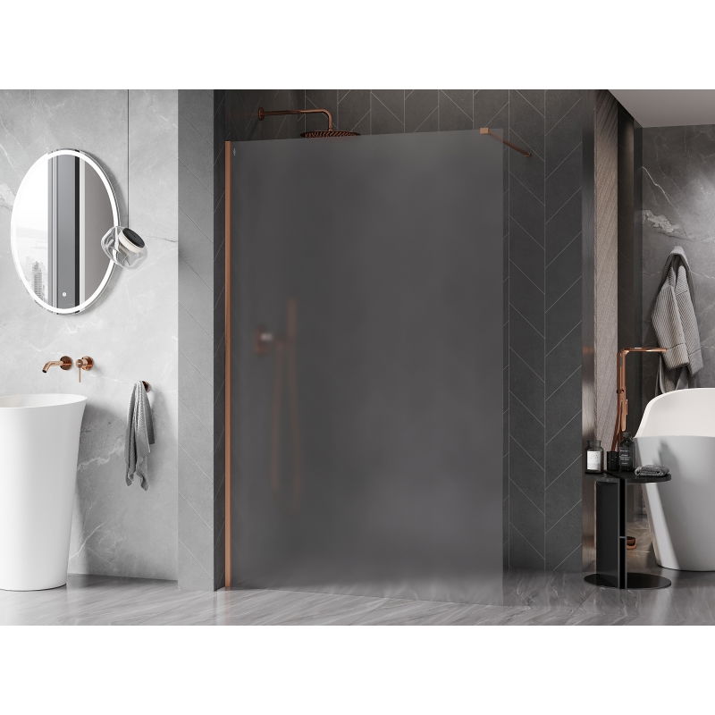 Mexen Kioto-X paroi de douche Walk-in 160 x 200 cm, givre 10 mm, cuivre brossé - 800-160-101-65-30-X