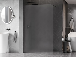 Mexen Kioto-X ścianka prysznicowa Walk-in 60 x 200 cm, szron 10 mm, gun gray szczotkowany - 800-060-101-66-30-X