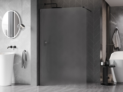Mexen Kioto-X Duschwand Walk-in 80 x 200 cm, Frost 10 mm, Schwarz - 800-080-101-70-30-X