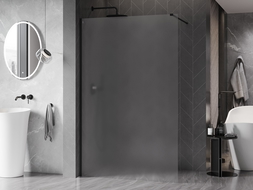 Mexen Kioto-X Duschwand Walk-in 100 x 200 cm, Milchglas 10 mm, schwarz - 800-100-101-70-30-X