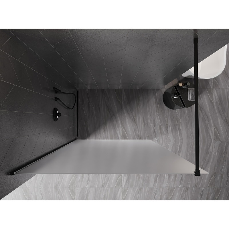 Mexen Kioto-X dušinurk Walk-in 130 x 200 cm, härmatine 10 mm, must - 800-130-101-70-30-X