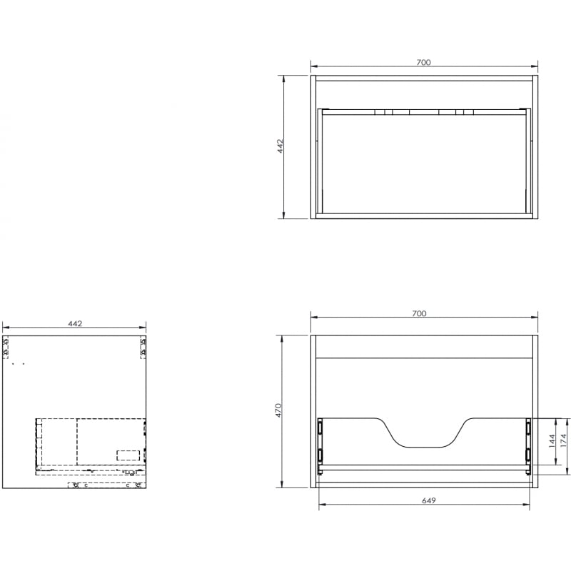 Mexen Box-A Vanity Unit Body 70 cm, 1 Drawer, White Gloss - 91AX0-0700-470-1-00