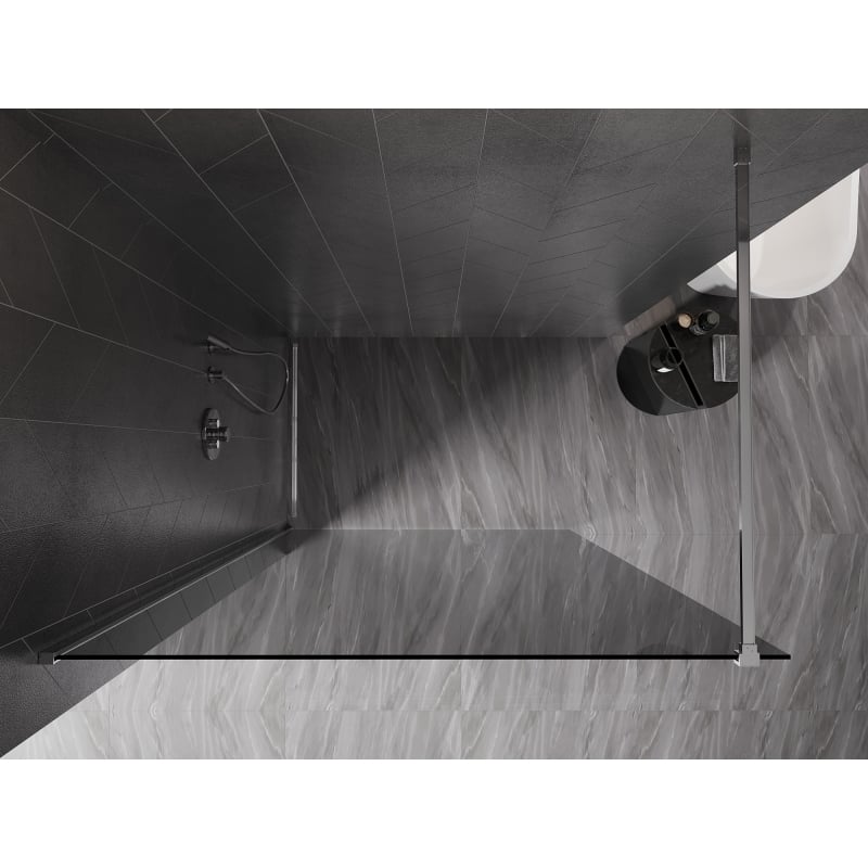 Mexen Kioto-X staklena tuš stijena Walk-in 60 x 200 cm, grafit 10 mm, krom - 800-060-101-01-40-X