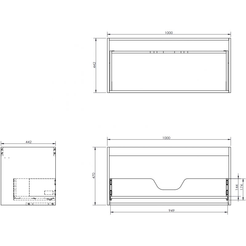Mexen Box-A corpo de armário de lavatório 100 cm, 1 gaveta, branco brilhante - 91AX0-1000-470-1-00
