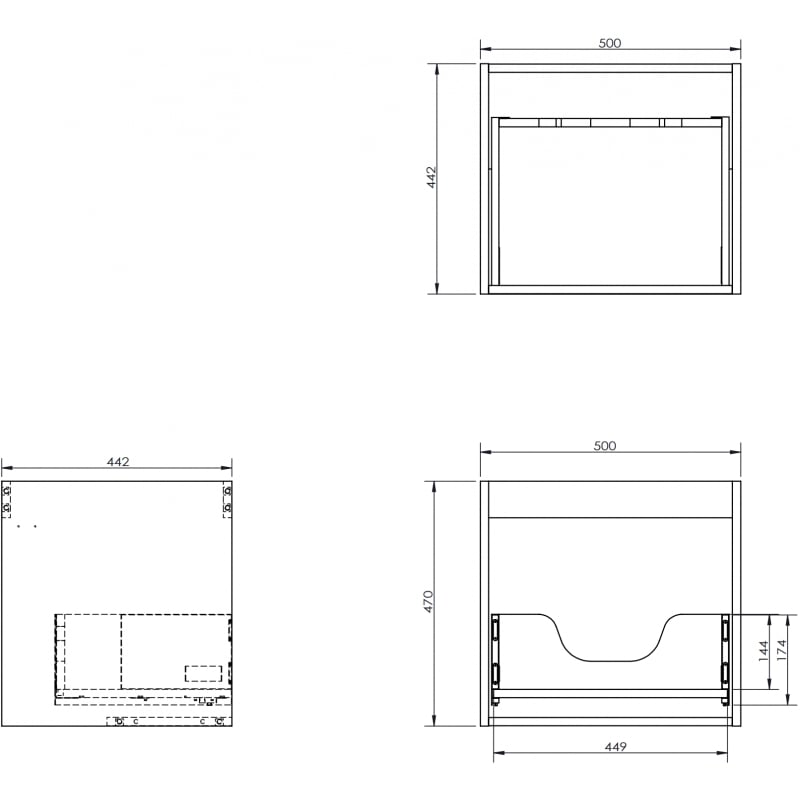 Mexen Box-A corpo do armário para lavatório 50 cm, 1 gaveta, branco mate - 91AX0-0500-470-1-01