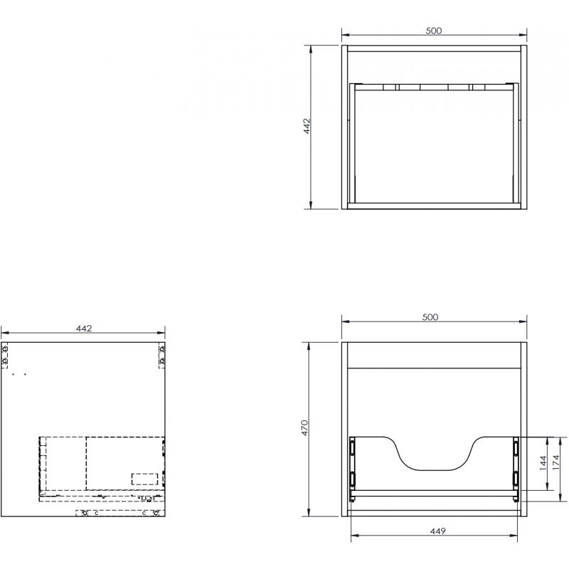 Mexen Box-A ogrodje omarice za umivalnik 50 cm, 1 predal, bela mat - 91AX0-0500-470-1-01
