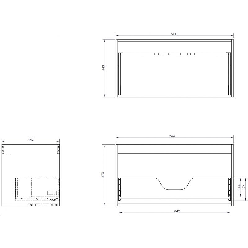 Mexen Box-A corpo del mobile lavabo 90 cm, 1 cassetto, bianco opaco - 91AX0-0900-470-1-01