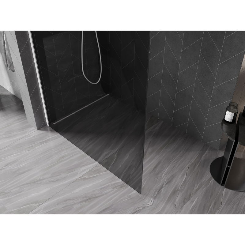 Mexen Kioto-X Duschwand Walk-in 60 x 200 cm, grafit 10 mm, weiß - 800-060-101-20-40-X