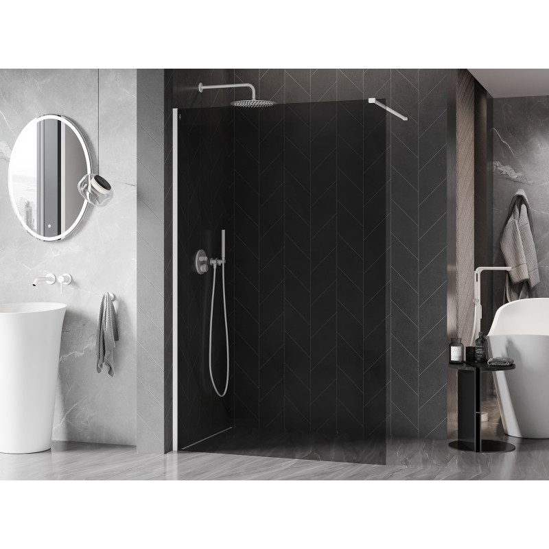 Mexen Kioto-X dušinurk Walk-in 60 x 200 cm, grafiit 10 mm, valge - 800-060-101-20-40-X