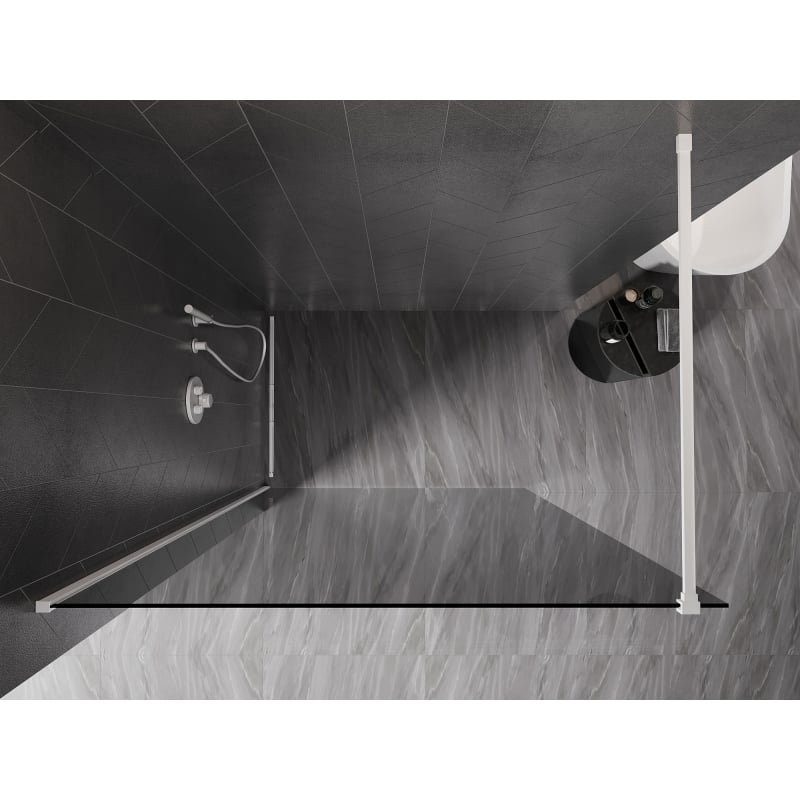 Mexen Kioto-X dušinurk Walk-in 60 x 200 cm, grafiit 10 mm, valge - 800-060-101-20-40-X