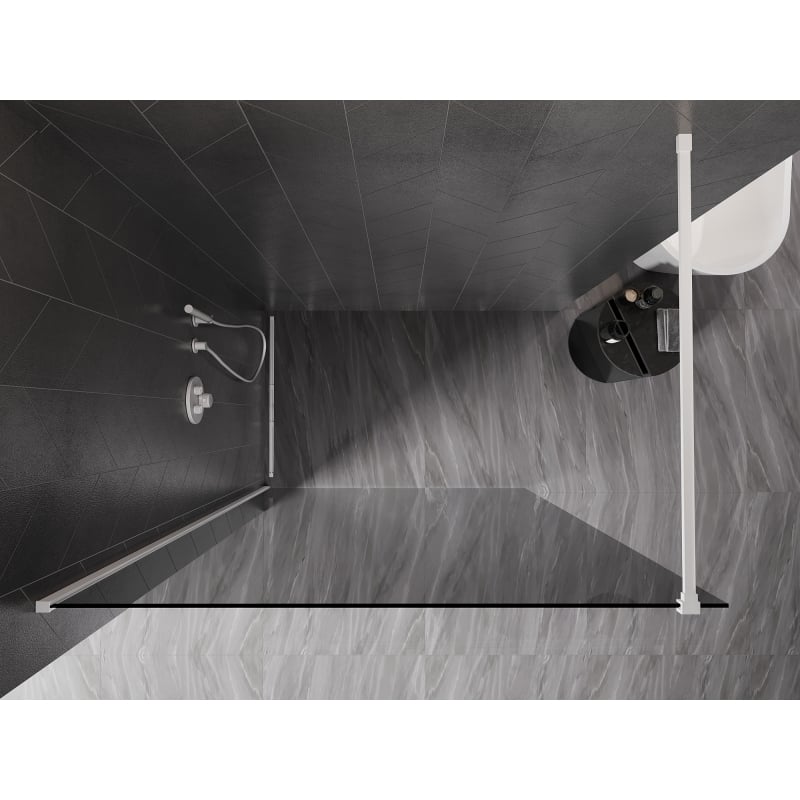 Mexen Kioto-X paroi de douche Walk-in 80 x 200 cm, graphite 10 mm, blanc - 800-080-101-20-40-X