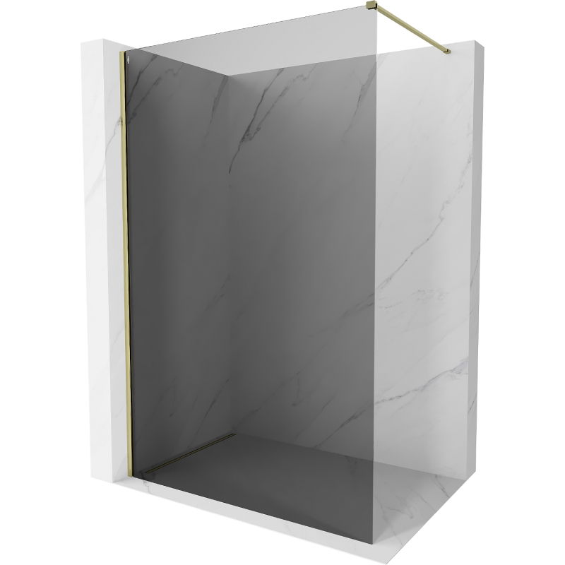 Mexen Kioto-X Duschwand Walk-in 100 x 200 cm, Graphit 10 mm, Gold - 800-100-101-50-40-X