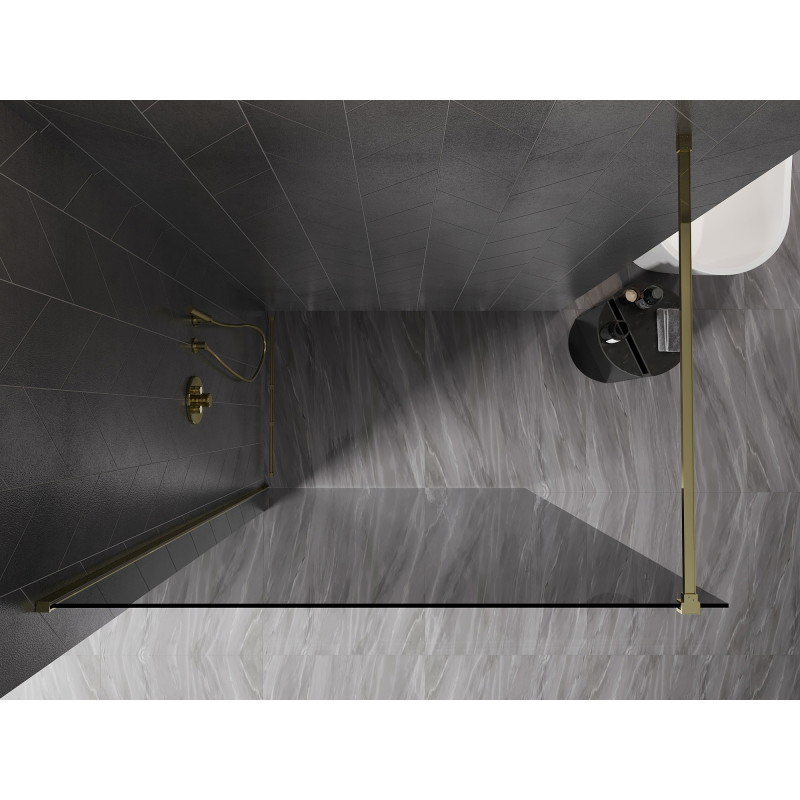Mexen Kioto-X Staklena pregrada za tuš Walk-in 100 x 200 cm, grafit 10 mm, zlatna - 800-100-101-50-40-X