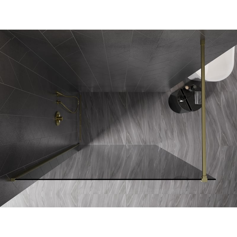 Mexen Kioto-X parete doccia Walk-in 60 x 200 cm, grafite 10 mm, oro spazzolato - 800-060-101-55-40-X