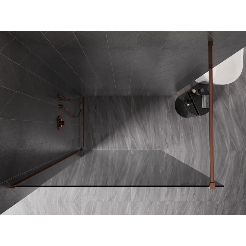 Mexen Kioto-X paroi de douche Walk-in 90 x 200 cm, graphite 10 mm, or rose - 800-090-101-60-40-X