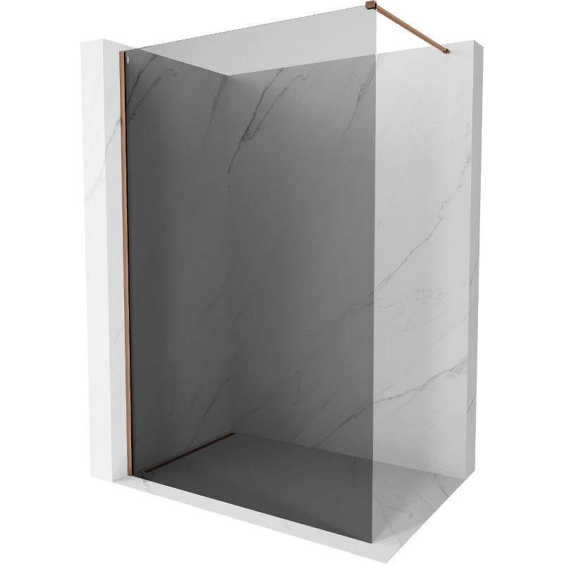 Mexen Kioto-X Duschwand Walk-in 100 x 200 cm, Graphit 10 mm, Roségold - 800-100-101-60-40-X