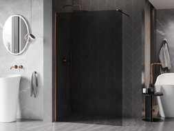 Mexen Kioto-X dušisein Walk-in 100 x 200 cm, grafiit 10 mm, roosa kuld - 800-100-101-60-40-X