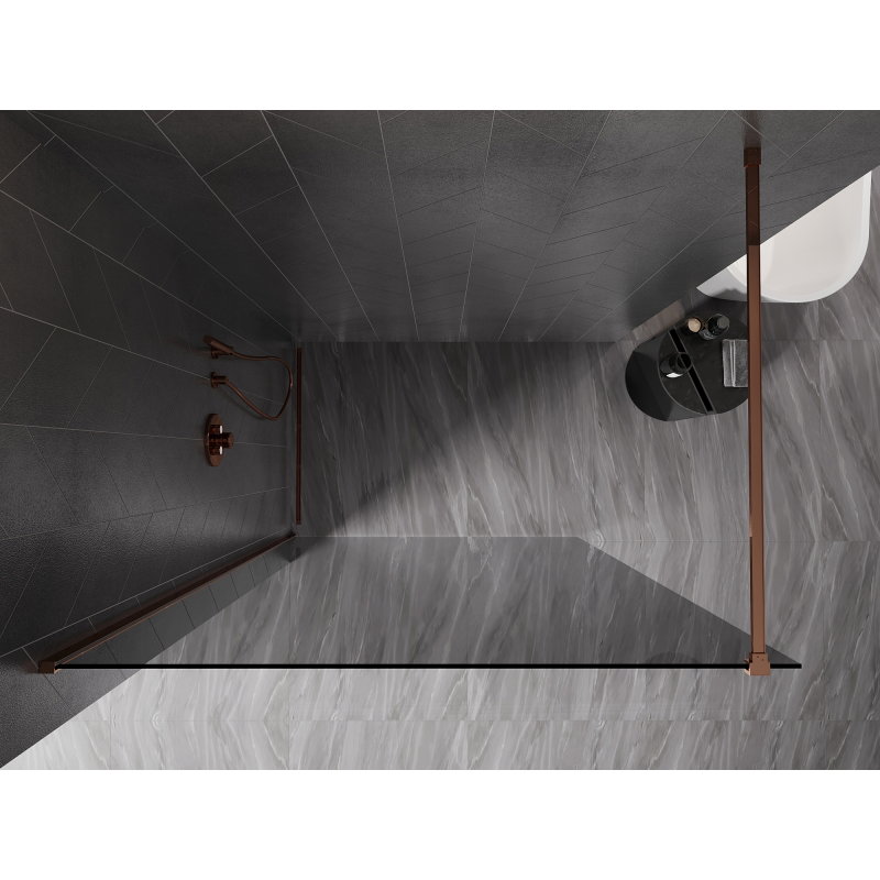 Mexen Kioto-X Walk-in Shower Screen 100 x 200 cm, Graphite 10 mm, Rose Gold - 800-100-101-60-40-X