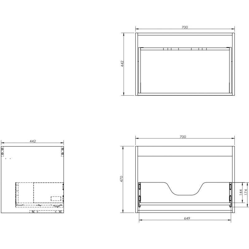 Mexen Box-A corpo del mobile sottolavabo 70 cm, 1 cassetto, grafite opaco - 91AX0-0700-470-1-66