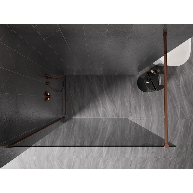 Mexen Kioto-X dušisein Walk-in 140 x 200 cm, grafiit 10 mm, roosa kuld - 800-140-101-60-40-X