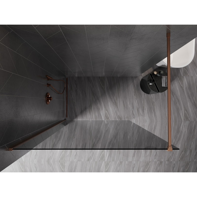 Mexen Kioto-X ścianka prysznicowa Walk-in 80 x 200 cm, grafit 10 mm, miedź szczotkowana - 800-080-101-65-40-X
