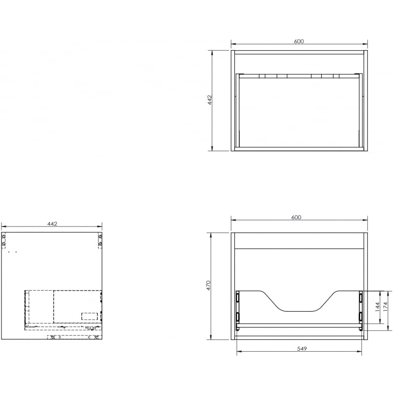 Mexen Box-A altaan alakaapin runko 60 cm, 1 laatikko, musta kiilto - 91AX0-0600-470-1-70