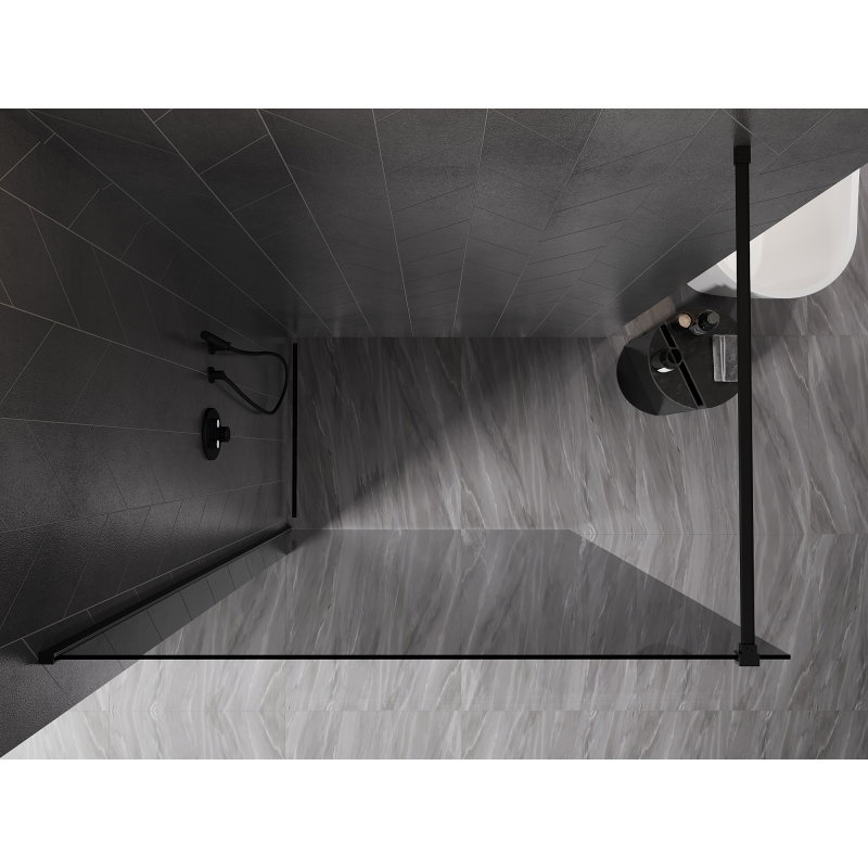 Mexen Kioto-X Walk-in Shower Wall 90 x 200 cm, Graphite 10 mm, Black - 800-090-101-70-40-X