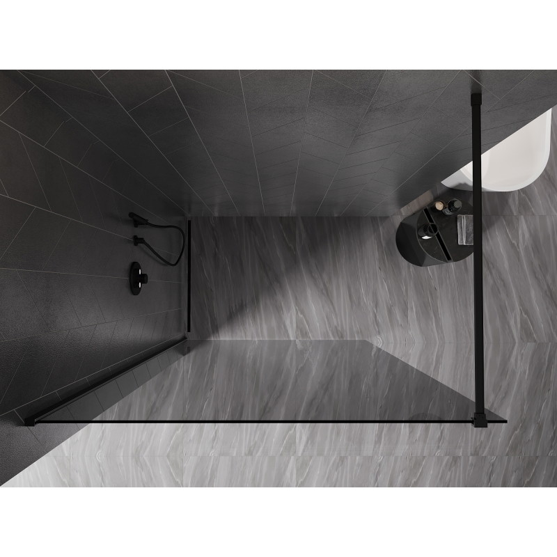 Mexen Kioto-X Stijenka za tuš Walk-in 120 x 200 cm, grafit 10 mm, crna - 800-120-101-70-40-X