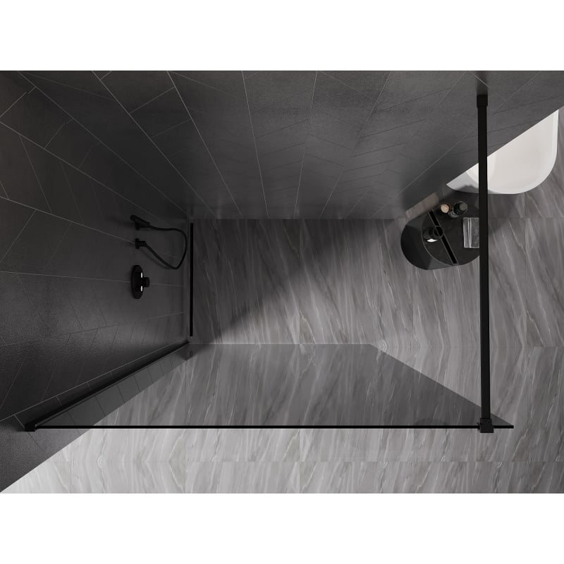Mexen Kioto-X parete doccia Walk-in 130 x 200 cm, grafite 10 mm, nero - 800-130-101-70-40-X