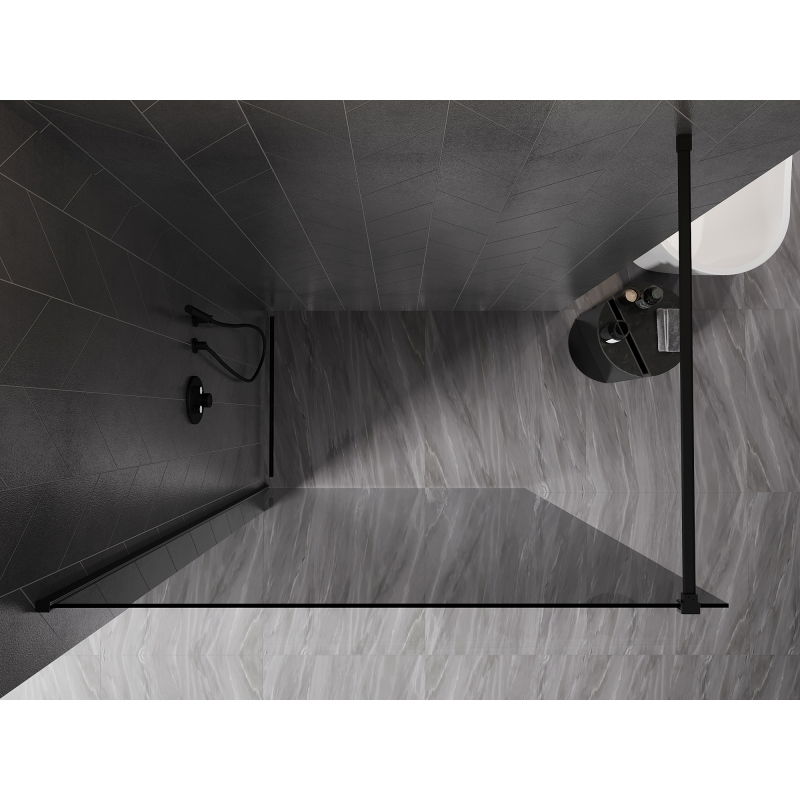 Mexen Kioto-X Duschwand Walk-in 150 x 200 cm, grafit 10 mm, schwarz - 800-150-101-70-40-X