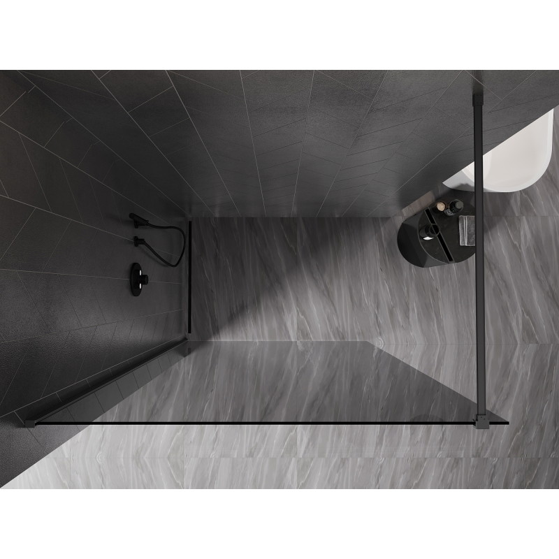 Mexen Kioto-X dušisein Walk-in 50 x 200 cm, grafiit 10 mm, relvmetall - 800-050-101-95-40-X