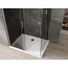 Mexen Omega Duschkabine, Schiebetür, 100 x 80 cm, Graphit, Chrom + Duschwanne Flat, weiß - 825-100-080-01-40-4010