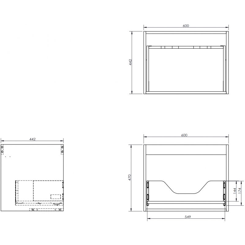 Mexen Box-A σώμα ντουλάπας κάτω από νιπτήρα 60 cm, 1 συρτάρι, δρυς - 91AX0-0600-470-1-81