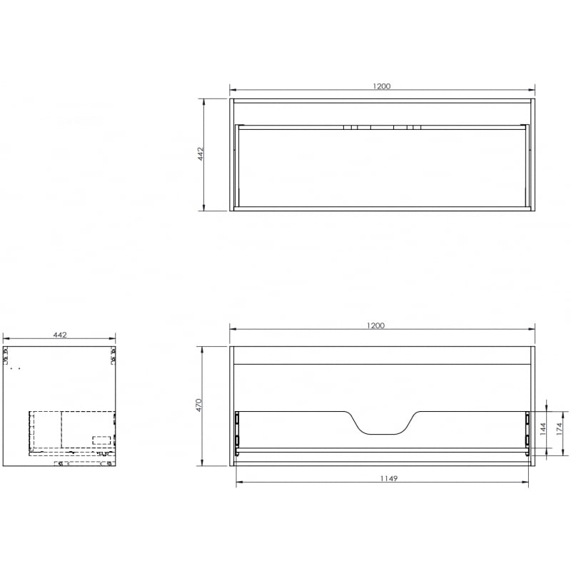 Mexen Box-A korpus szafki podumywalkowej 120 cm, 1 szuflada, dąb - 91AX0-1200-470-1-81