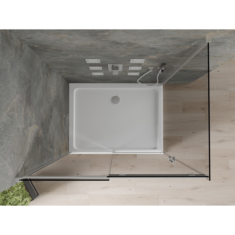 Mexen Omega sliding shower cabin 110 x 70 cm, graphite, chrome + Flat tray, white - 825-110-070-01-40-4010