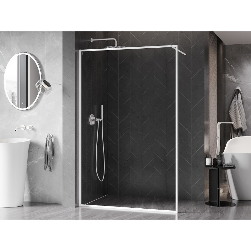 Mexen Kioto-XF dušisein Walk-in raamiga 110 x 202 cm, läbipaistev 10 mm, valge - 800-110-104-20-00-X