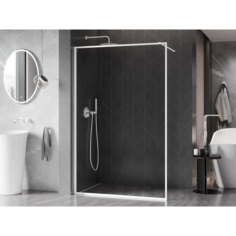 Mexen Kioto-XF dušisein Walk-in raamiga 130 x 202 cm, läbipaistev 10 mm, valge - 800-130-104-20-00-X