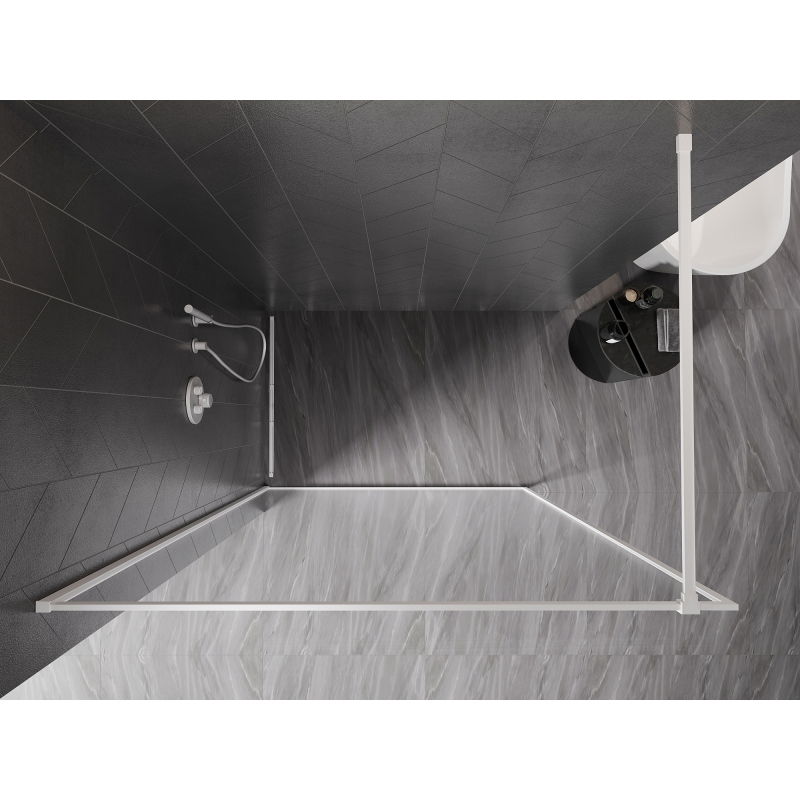Mexen Kioto-XF panel de ducha Walk-in con marco de 130 x 202 cm, transparente 10 mm, blanco - 800-130-104-20-00-X