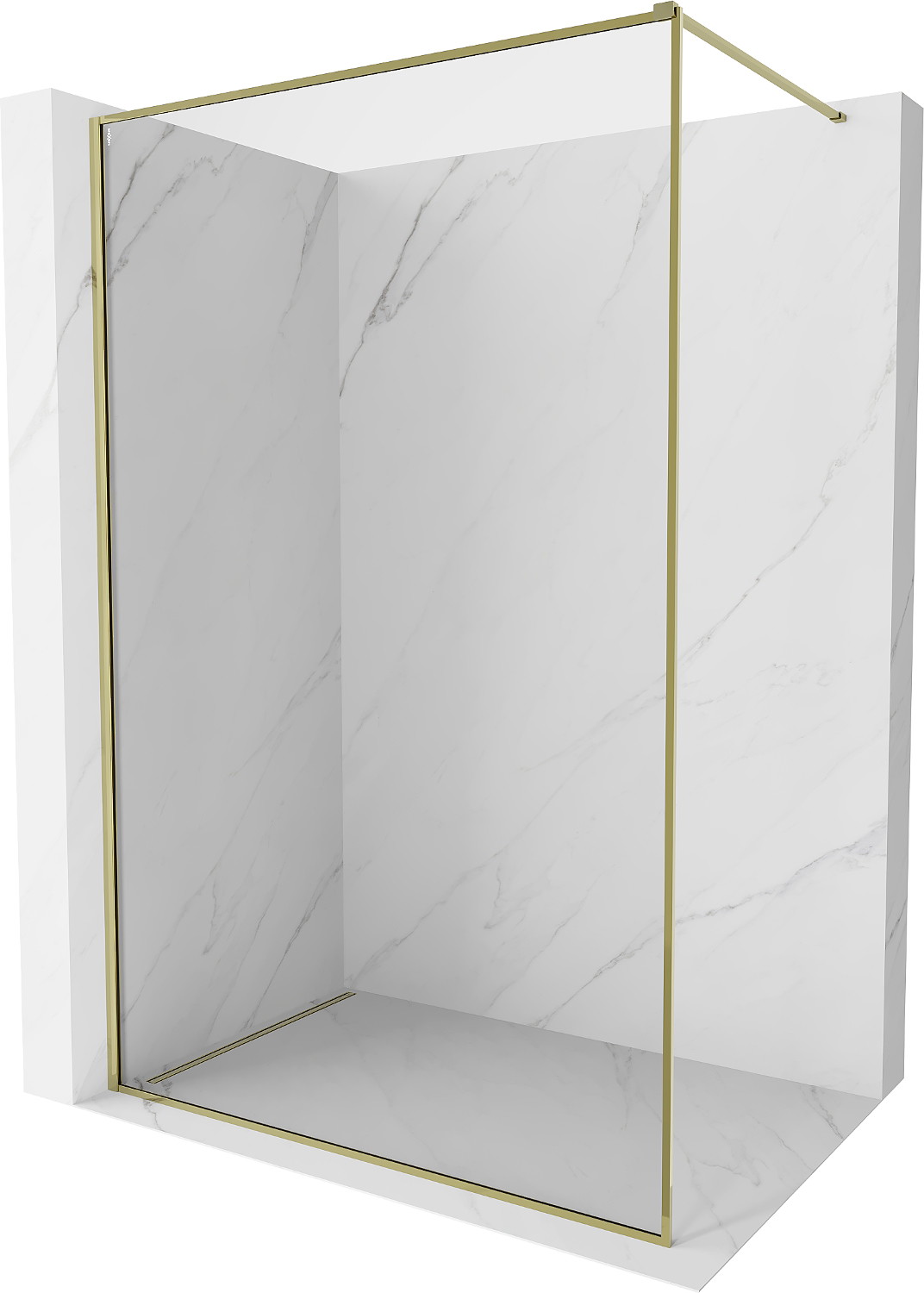 Mexen Kioto-XF ścianka prysznicowa Walk-in z ramką 50 x 202 cm, transparent 10 mm, złota - 800-050-104-50-00-X